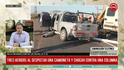 Una camioneta perdi&oacute; una rueda, derrap&oacute; y choc&oacute; contra una columna